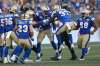 Winnipeg Blue Bombers' defensive players celebrate a Willie Jefferson interception in their 19-6 win over the Hamilton Tiger-Cats in Week 1 of the CFL season. THE CANADIAN PRESS/John Woods