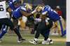 John Woods / The Canadian Press files
A strong game from the Blue Bombers defense line, with players such as Jackson Jeffcoat (left) and Jonathan Kongbo (right) pressuring the quarterback, will be key to the Bombers' success on Sunday.