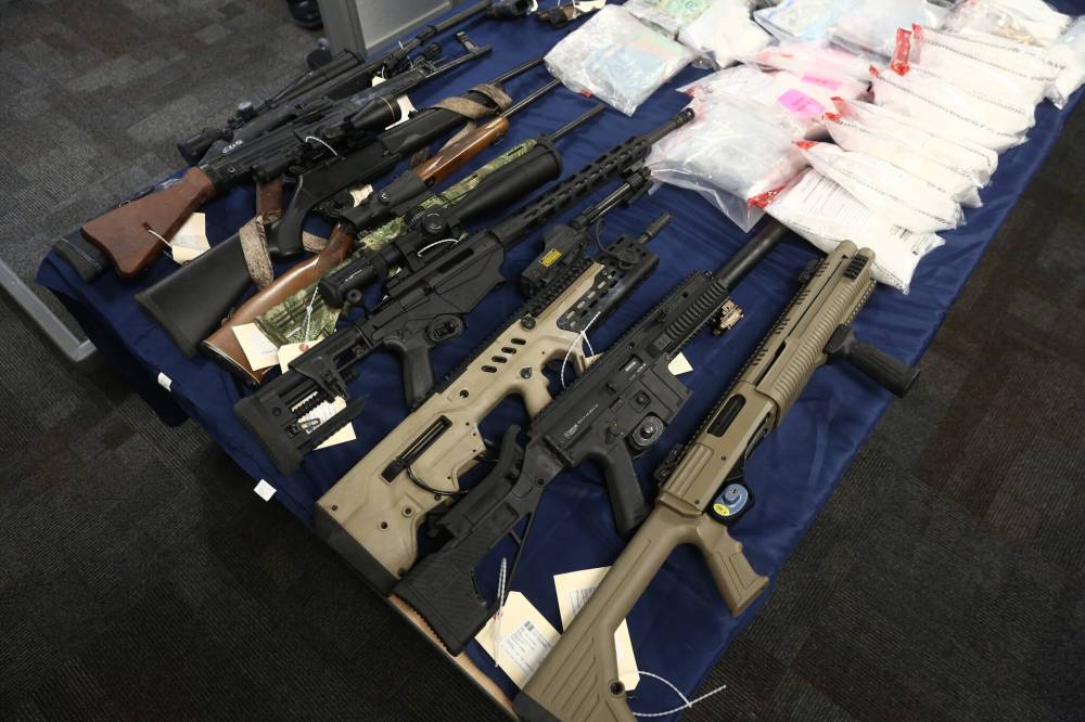 Among the seizures were about 40 firearms; 30 kilograms of methamphetamine; six kilograms of fentanyl; 15 kilograms of cocaine and 100 kilograms of cannabis. (Mike Deal / Winnipeg Free Press)