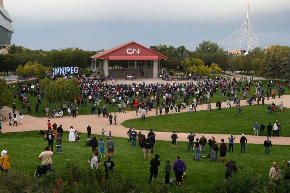 The Forks didn't provide permission for Bernier to hold a rally at the site. (John Woods / Winnipeg Free Press)