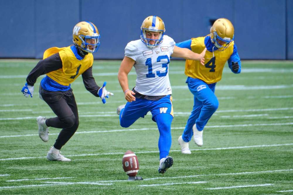 MIKE DEAL / WINNIPEG FREE PRESS
Bombers kicker Marc Liegghio says two of his field-goal attempts against Saskatchwan came up short because his plant foot was too far ahead of the ball.