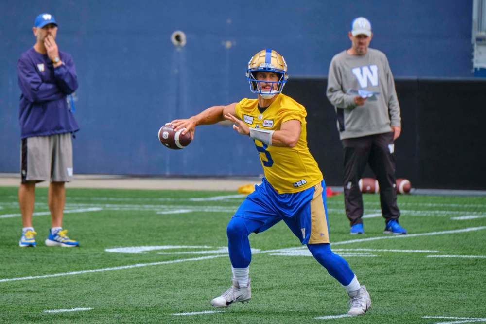 MIKE DEAL / WINNIPEG FREE PRESS
Blue Bombers QB Zach Collaros could put up big numbers against an injury-riddled Saskatchewan defence.