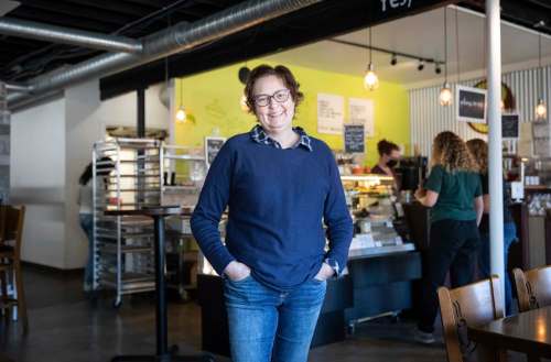 Betsy Hiebert, owner of Cocoabeans Gluten-Free. (Jessica Lee / Winnipeg Free Press)