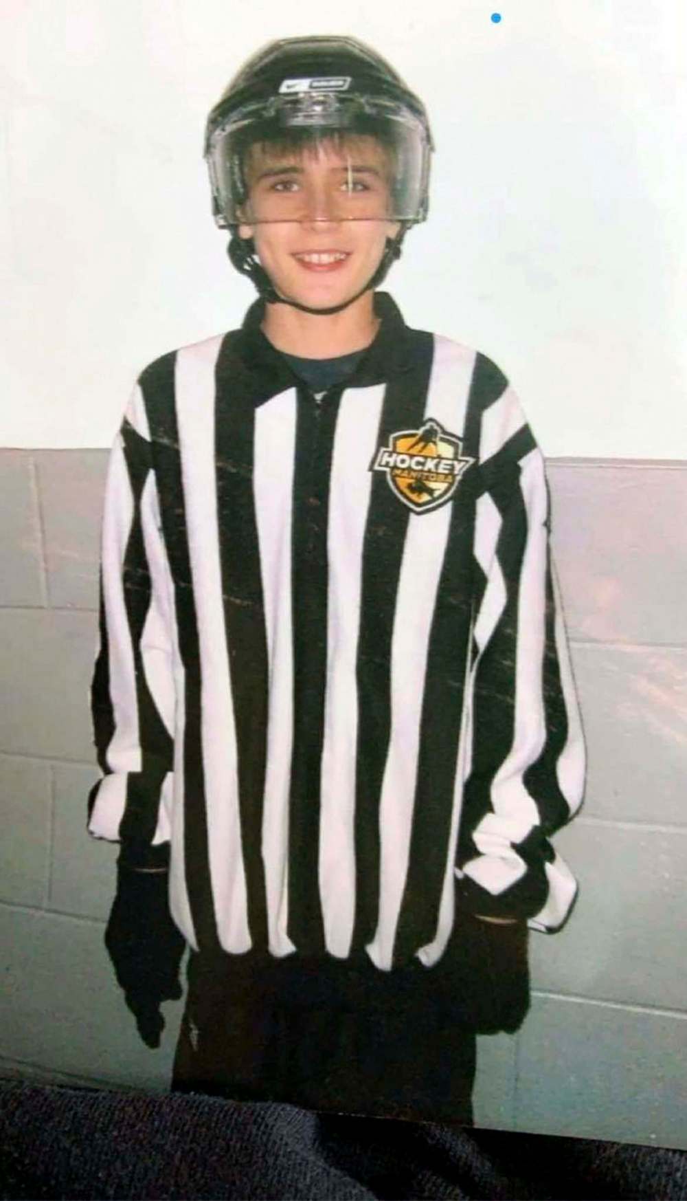 SUPPLIED
Johnson at age 13, set to work his first-ever minor-hockey game as an official in Seven Oaks.