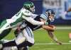 Saskatchewan Roughriders defensive end A.C. Leonard brings down a lot of quarterbacks, but his talent should not tip the scales of CFL justice. (Frank Gunn / The Canadian Press files)