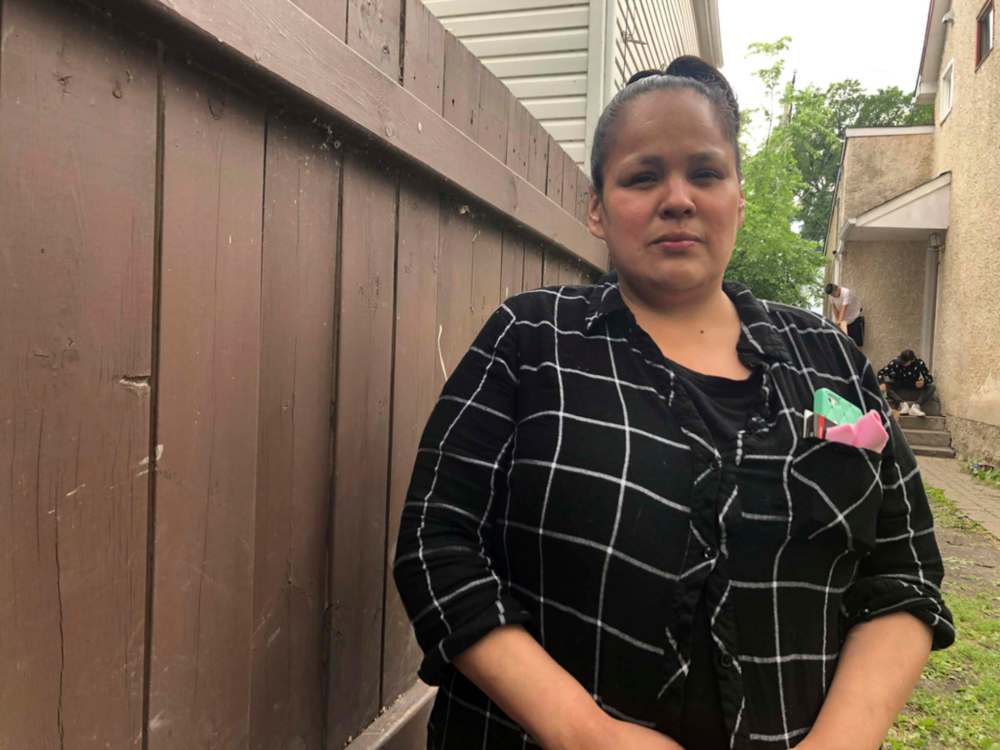 Joni Gabriel, mother of 12-year-old manslaughter victim Sanchez Boulanger, speaks outside her North End home in June. (Erik Pindera / Winnipeg Free Press files)