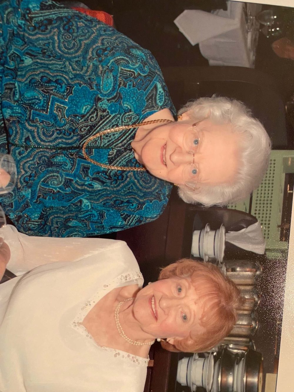 Margaret Faber (left) with her sister Kathleen Edwards on a cruise in 2009. (Supplied)