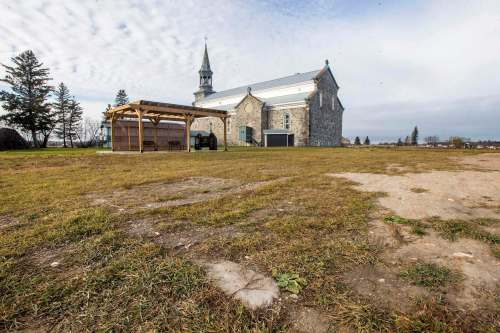 MIKAELA MACKENZIE / WINNIPEG FREE PRESSFoundations of the Pine Creek Residential School behind the Our Lady of Seven Sorrows Church. Pine Creek First Nation Chief Derek Nepinak announced on Facebook a meeting next Tuesday 