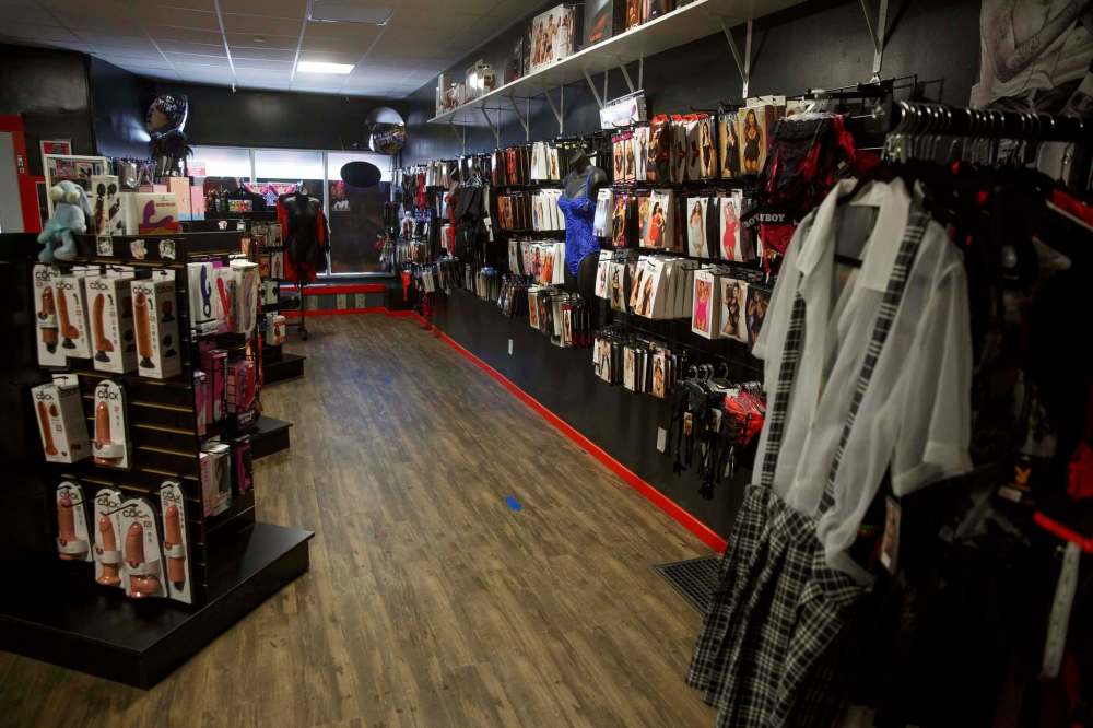 Sex toys are the best sellers while lingerie and bongs are about even according to Morrisseau. (Mike Deal / Winnipeg Free Press)