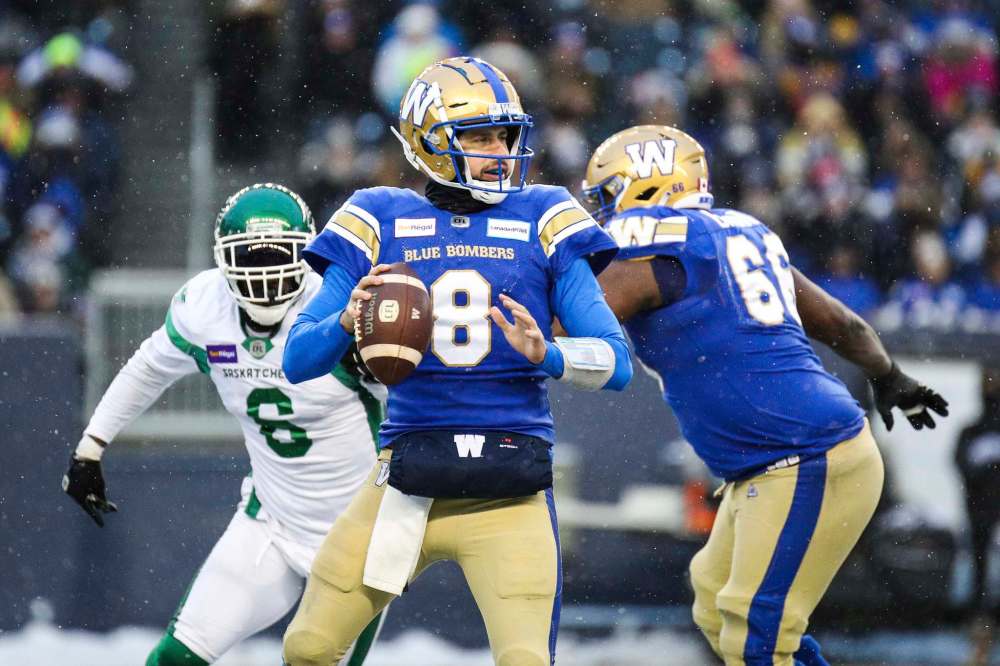 Winnipeg QB Zach Collaros finished 17-for-21 passing for 229 yards, one touchdown and three interceptions. (Daniel Crump / Winnipeg Free Press)