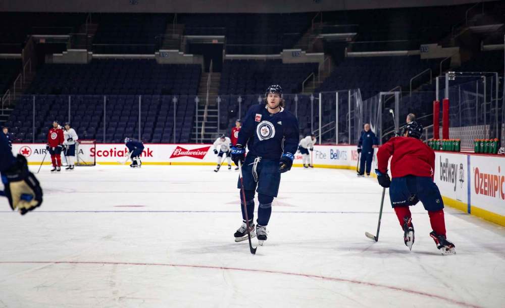 JESSICA LEE / WINNIPEG FREE PRESS
Jets defenceman Nathan Beaulieu has been practising with the forwards with several of the club's forwards temporarily out of the lineup.