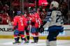 Washington Capitals’ Dmitry Orlov (9) celebrates his goal with teammates in the second period against the Winnipeg Jets, Tuesday in Washington. (AP Photo/Patrick Semansky)