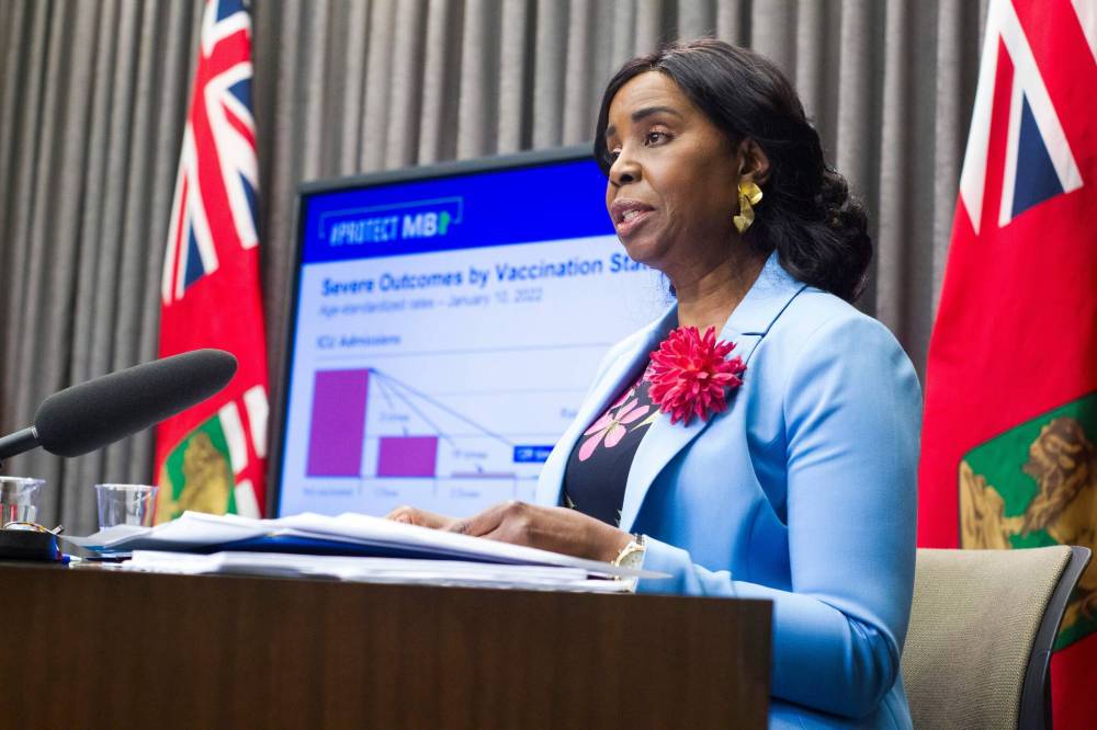 MIKAELA MACKENZIE / WINNIPEG FREE PRESS Health Minister Audrey Gordon said during a news conference Friday that Premier Heather Stefanson plans to announce updated public orders next week.