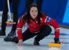 Team Canada skip Kerri Einarson watches a rock as they play New Brunswick in playoff action at the Scotties on Friday. THE CANADIAN PRESS/Andrew Vaughan
