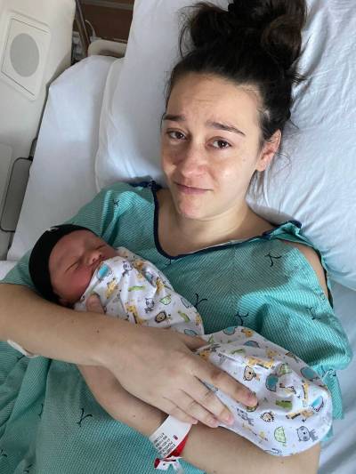 SUPPLIED
Leanne Pearson with newborn Levi Pearson Riley.