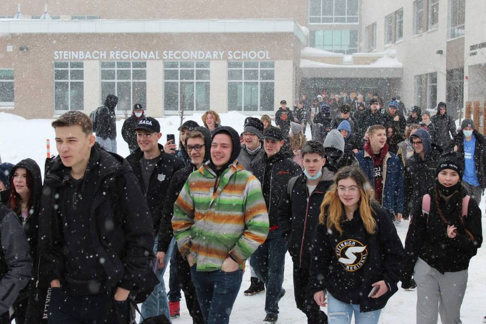 JORDAN ROSS / THE CARILLON
Protesters said students who attended the rally were prevented from returning to the building.