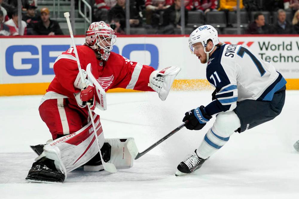 After months of trying to claw his way back into the lineup Evgeny Svechnikov was once again skating with Pierre-Luc Dubois and Kyle Connor on Wednesday. (Paul Sancya / The Associated Press files)