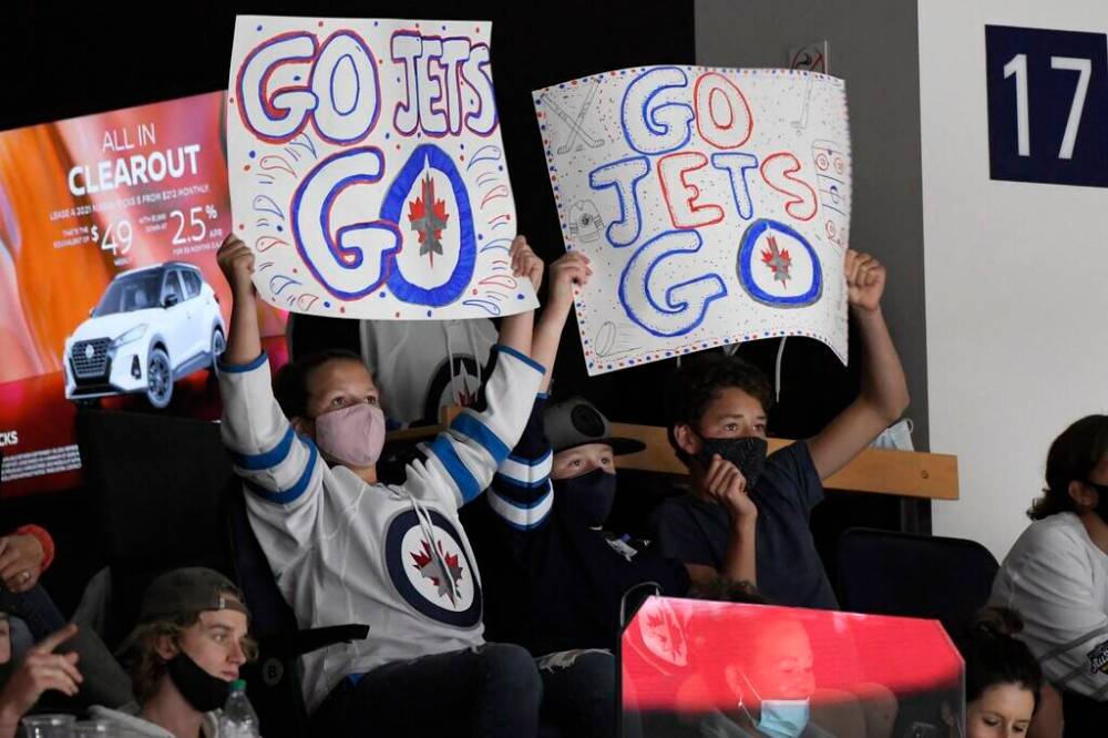 Fred Greenslade / THE CANADIAN PRESS files
Masks will be encouraged, but not mandatory, at Jets and Moose games after March 15. Proof of vaccination, however, will be required until at least April 30.