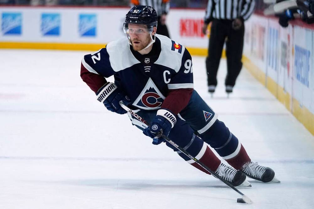 Avalanche left wing Gabriel Landeskog had three goals in his team’s 6-3 win over the Winnipeg Jets Friday in Colorado. (AP Photo/Jack Dempsey)
