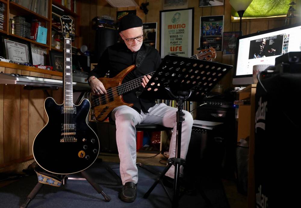 RUTH BONNEVILLE / WINNIPEG FREE PRESS
Poyser in his home studio; the bassist plays at least an hour a day.