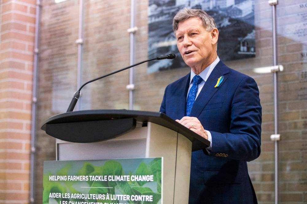 photos by MIKAELA MACKENZIE / WINNIPEG FREE PRESS 
Winnipeg South MP Terry Duguid took the podium in the University of Manitoba’s Agriculture Building to announce more than $66 million in federal government funding for sustainable farming practices in the Prairies.