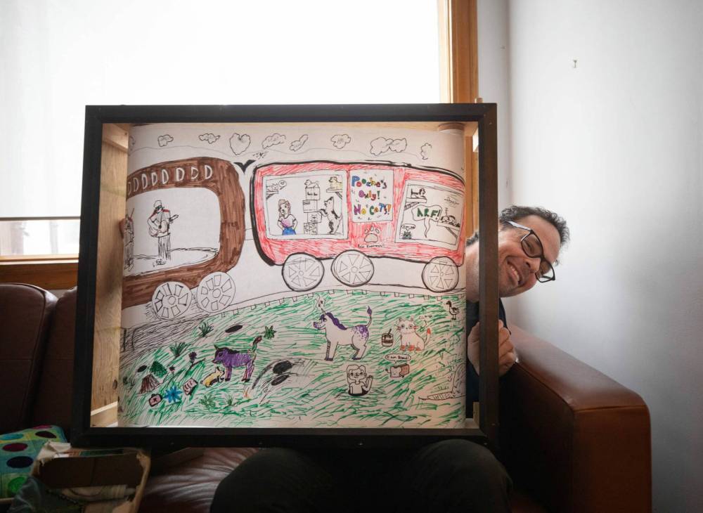 JESSICA LEE / WINNIPEG FREE PRESS
Crankies tell the story of a song via illustrations on a rolling scroll.