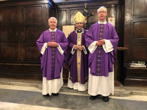John Longhurst / Winnipeg Free Press
Bishops McGrattan, Poisson and Smith following the closing Mass at Saint Maria Maggiore Church in Rome.