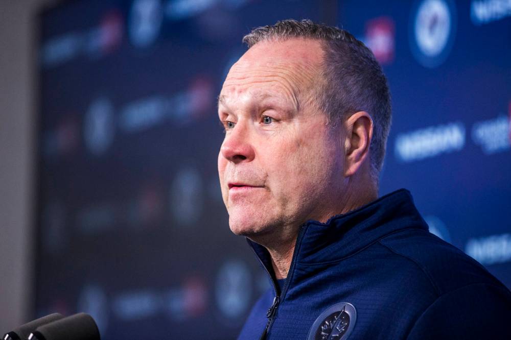 MIKAELA MACKENZIE / WINNIPEG FREE PRESS FILES
Winnipeg Jets interim head coach Dave Lowry: “We want to get pace and we want to get some battle into our practice.”