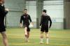 Mike Sudoma / Winnipeg Free Press
Valour FC Rookie Midfielder, Jacob Carlos (left), passes the ball to Fullback, Matteo De Brienne (right) during practice Friday.