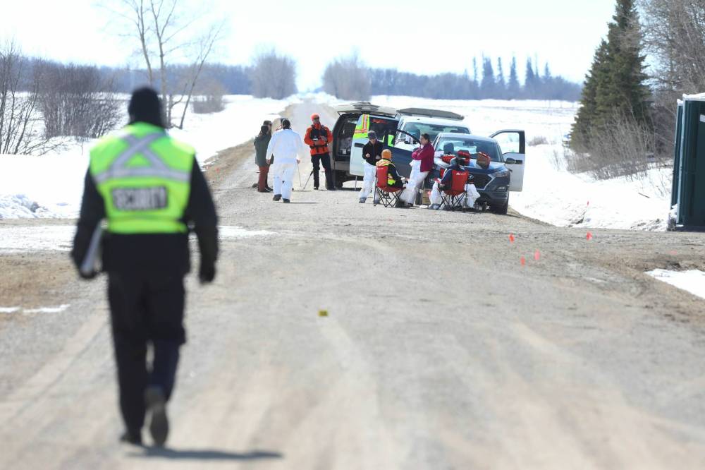 RUTH BONNEVILLE / WINNIPEG FREE PRESS
Human remains later determined to be Brandon Brust were first found by a dog in a ditch near the corner of roads 79 North and 11 West, off Highway 6.