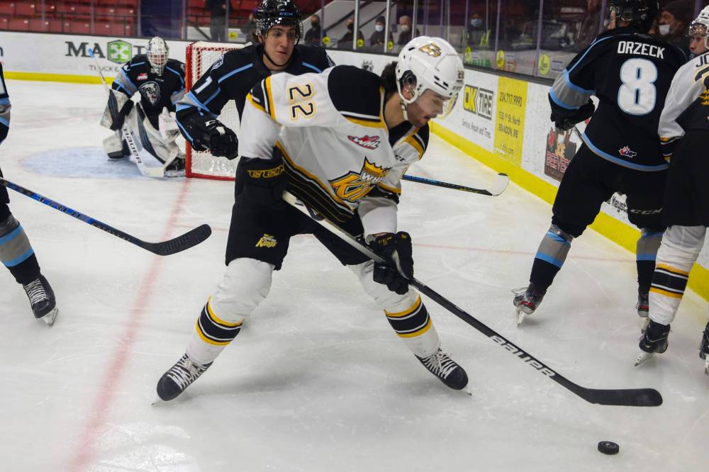 CHELSEA KEMP / THE BRANDON SUN
Winnipeg Ice Carson Lambos, a rugged all-round performer, is expected to flourish in the post-season, where physical play is sometimes ratcheted to the extreme and the threshold for penalty calls changes dramatically.