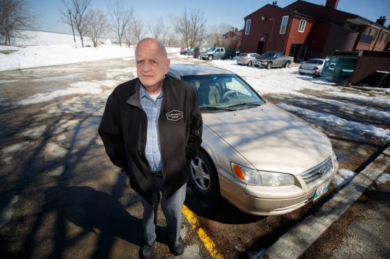 MIKE DEAL / WINNIPEG FREE PRESSEd Purvis's 2001 Toyota Camry sustained a bent rim and a ruined tire from a Ness Avenue pothole.