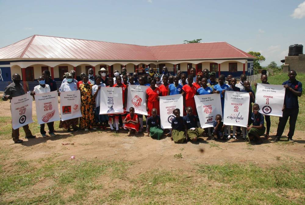 Ugandan school students show their appreciation for the help they've received as a result of Ramona's Reach. (Supplied)