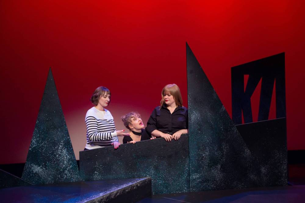 Joey Senft photo
Jane Testar (right) with RobYn Slade an d Andrea del Campo, delivered one-liners, visual gags and show-stopping songs as naturally as she breathed.