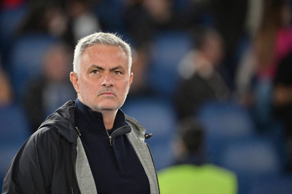 Alfredo Falcone / LaPresse via AP
Roma coach Jose Mourinho watches the Serie A soccer match between Roma and Bologna, at the Rome Olympic stadium, Sunday.