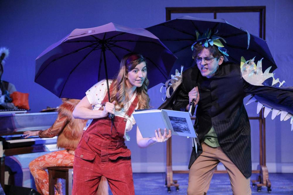 Colleen Furlan, left, as Alice and Victor Pokinko as the Dodo (LEIF NORMAN PHOTO)