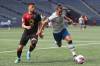 DANIEL CRUMP / WINNIPEG FREE PRESS
Halifax Wanderers Zachary Fernandez (3) and a Valour FC player race for the ball during Valourճ home opener at IG Field in Winnipeg. May 7, 2022.