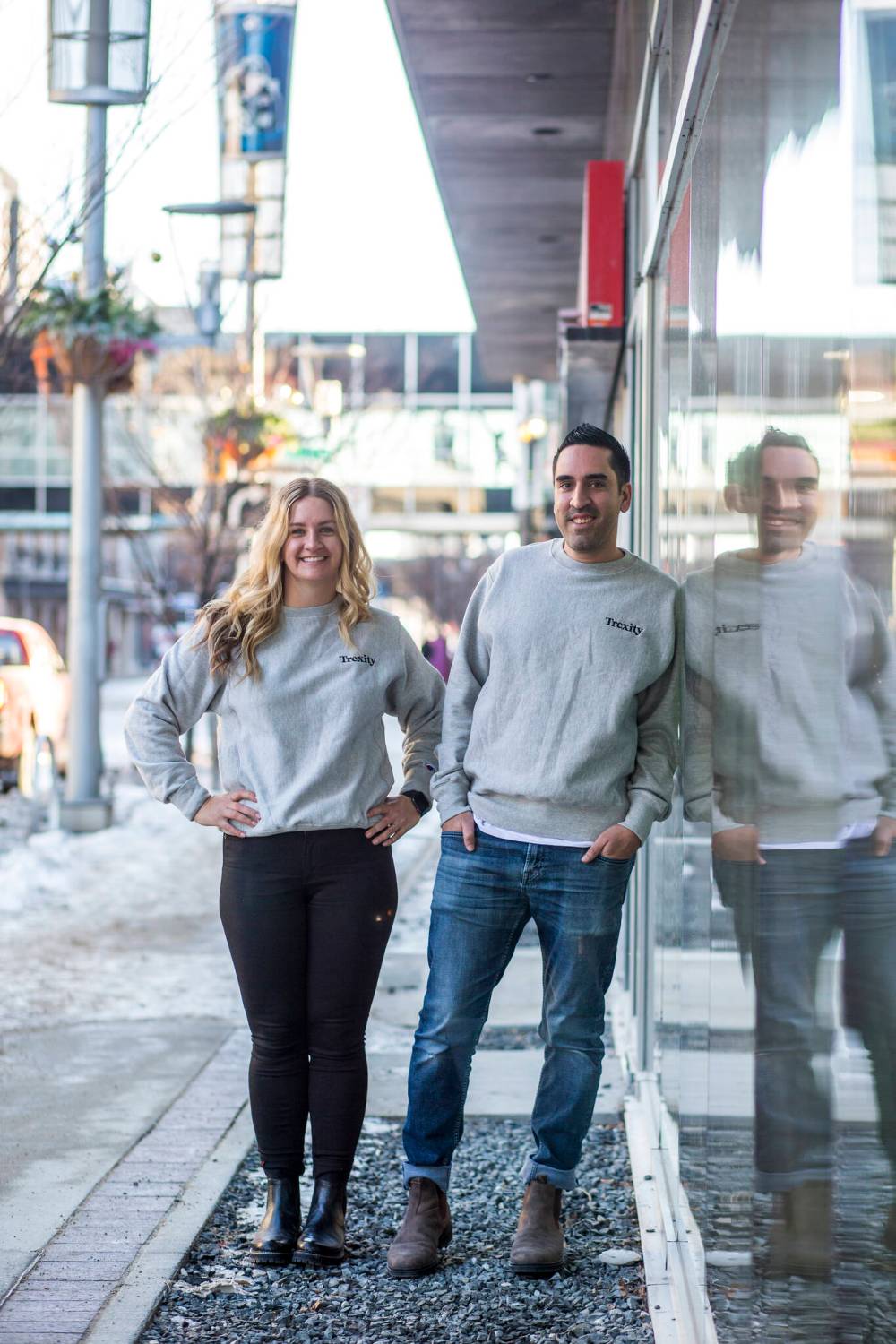 Alok Ahuja, CEO and co-founder of Trexity (right), and general manager Christina Malinas. (Mikaela MacKenzie / Winnipeg Free Press)
