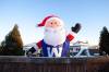 Daniel Crump / Winnipeg Free Press
 A large inflatable Santa dressed in a Winnipeg Blue Bombers jersey can be seen near the intersection of Warde Avenue and Paddington Road in St. Vital. This year, he is dressed to cheer on the Bombers as they take on the Hamilton Tiger-Cats in the Grey Cup.