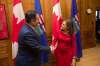 Amber Bracken / The Canadian Press
Deputy Prime Minister Chrystia Freeland and Alberta Premier Jason Kenney take part in a photo opportunity ahead of their meeting in Edmonton on Nov. 25.
