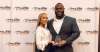 SUPPLIED
Drake Nevis, with wife Reese, gets his award at the Athletes In Action Grey Cup breakfast.