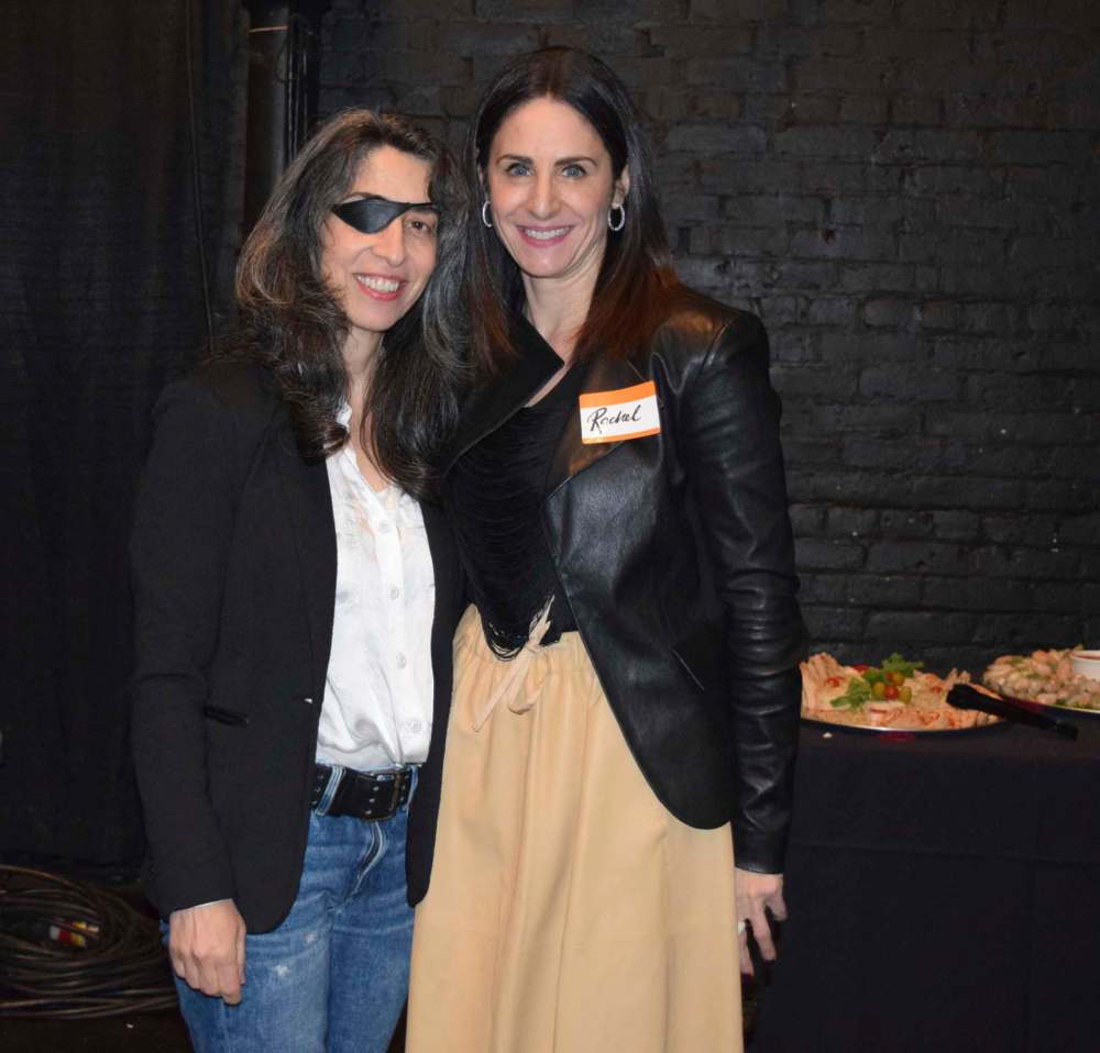 Producer Juliette Hagopian (left) and Manitoba Film and Music CEO Rachel Rusen Margolis at an MF&M party at the Burton Cummings Theatre. (Andrew Gallinger / Manitoba Film and Music)