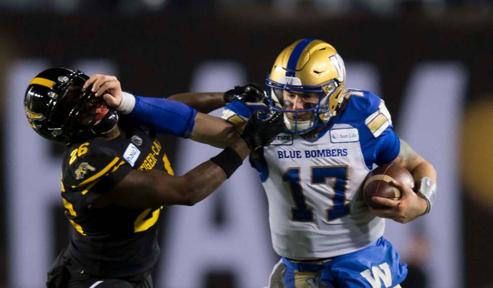 The reigning-champion Bombers will open their campaign on the road Week 1 against the Tiger-Cats on Saturday, June 13, 2020. (Todd Korol / Canadian Press files)