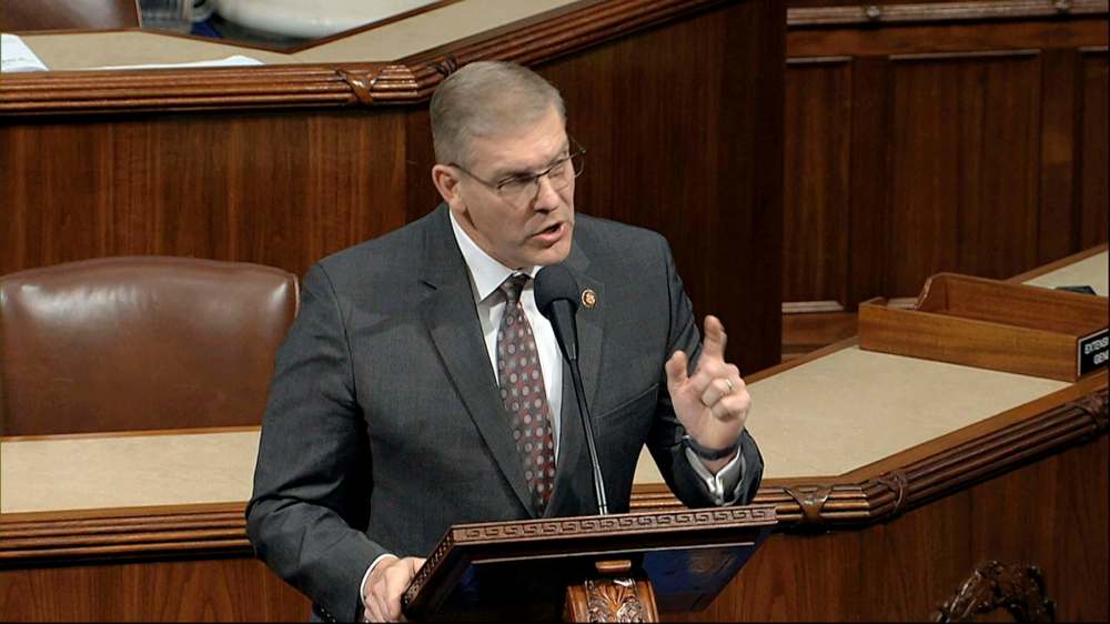 Rep. Barry Loudermilk (R-Ga.) was rebuked for saying Pontius Pilate afforded more rights to Jesus than the Democrats have given to Trump. (House Television)