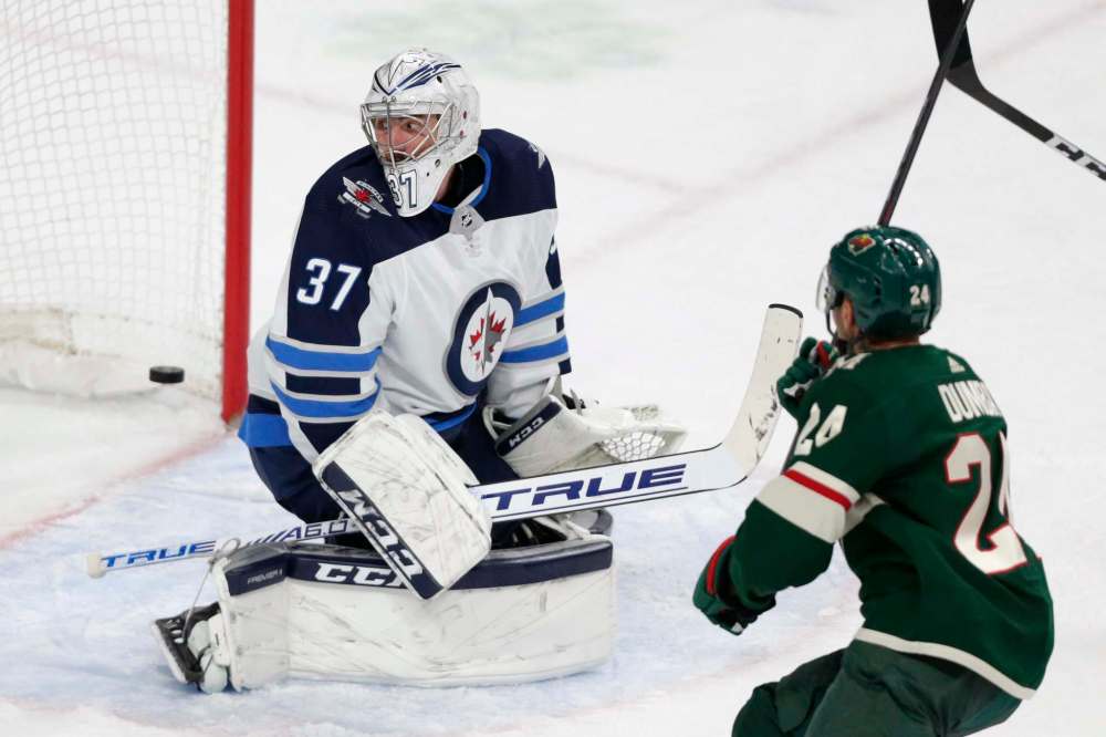 Connor Hellecuyck will make his sixth straight start in net for Winnipeg tonight in Montreal. (Andy Clayton-King / The Associated Press files)