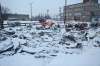 Mike Deal / Winnipeg Free Press
Debris scattered around the site of the teepee fire gathers snow in downtown Winnipeg Wednesday.