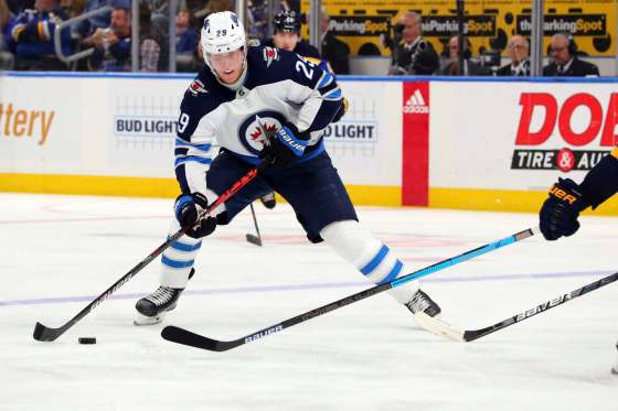 Patrik Laine has been set up often over the years by Blake Wheeler. (Dilip Vishwanat / The Associated Press files)