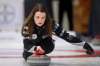 (Tim Smith/The Brandon Sun)
Tracy Fleury throws a stone on the second day of the Manitoba Scotties Tournament of Hearts in Rivers on Thursday.