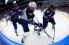 Dilip Vishwanat / The Associated Press
Jets captain Blake Wheeler fights St. Louis Blues defenseman Alex Pietrangelo (left) and winger David Perron for the puck. It’s an uphill road to playoff success and it runs through St. Lou.