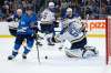 Jack Roslovic scores one of his two goals Friday.